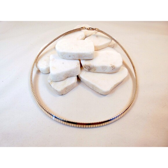 VTG 925 Sterling Silver Elegant Omega Chain Necklace 6mm 16" ITALY - Picture 6 of 7